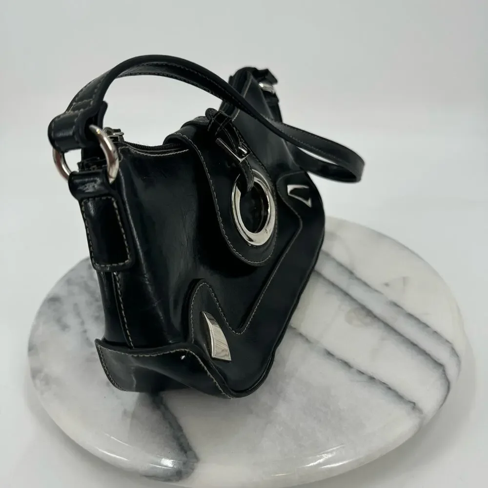 Y2K Black Faux Leather shoulder bag